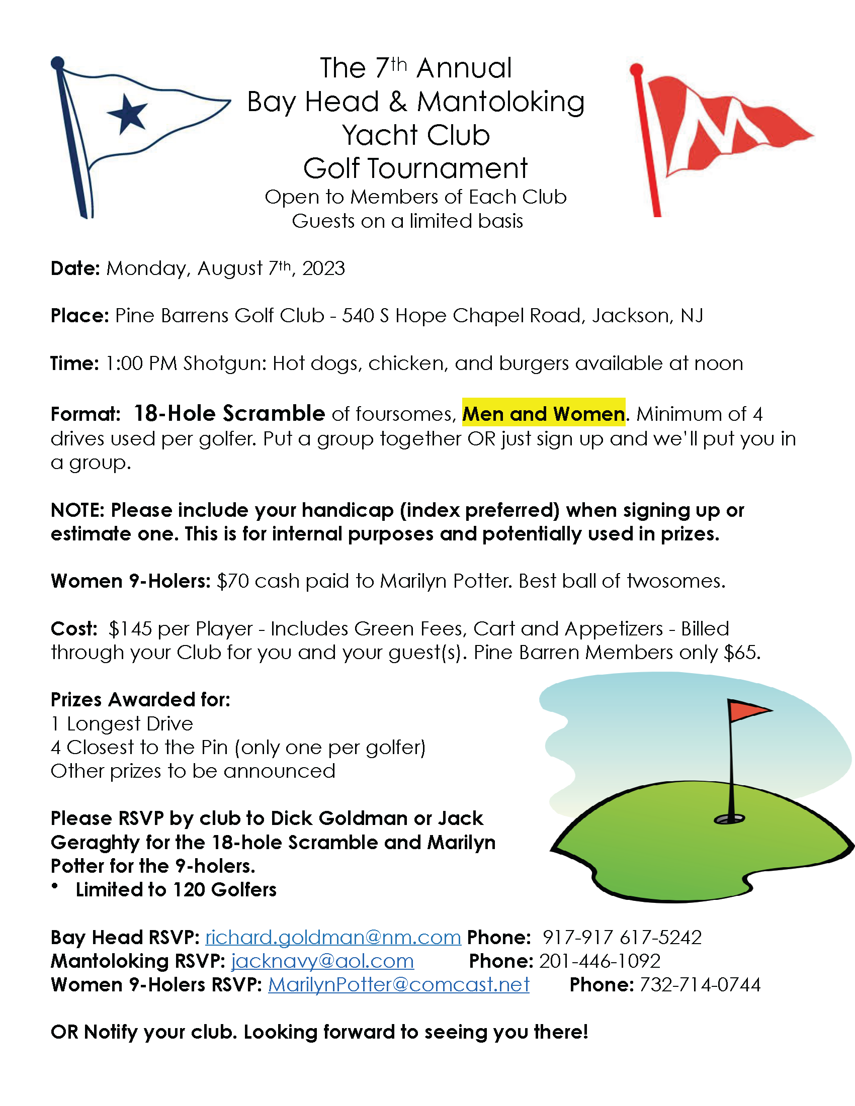 Bay Head Yacht Club - Calendar Event - BHYC/MYC Golf Outing